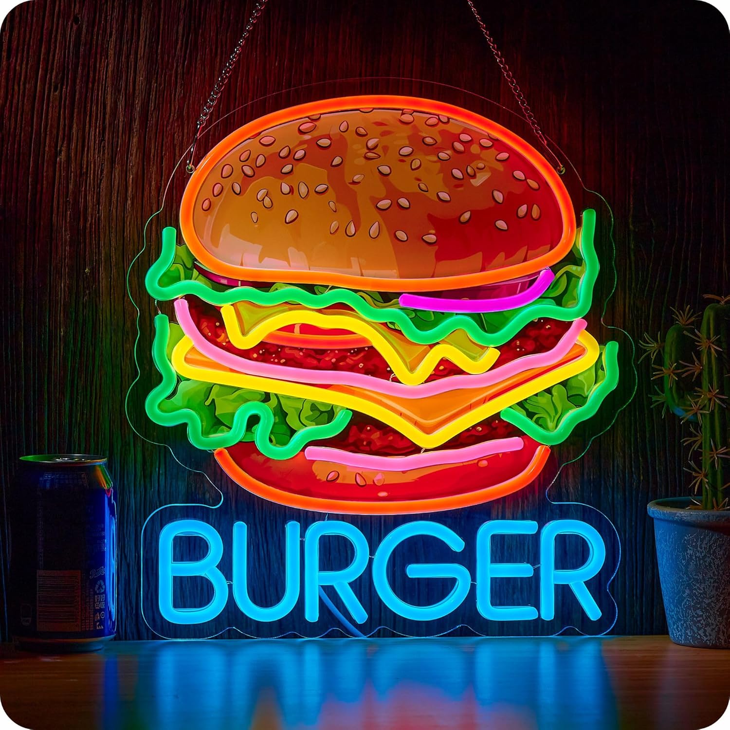Photography Lighting For Food - Burger Neon Sign Business Art Wall