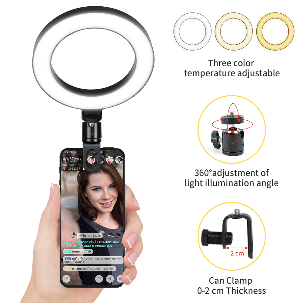 Photography Lighting Ring - 16cm LED Video Light with Stand