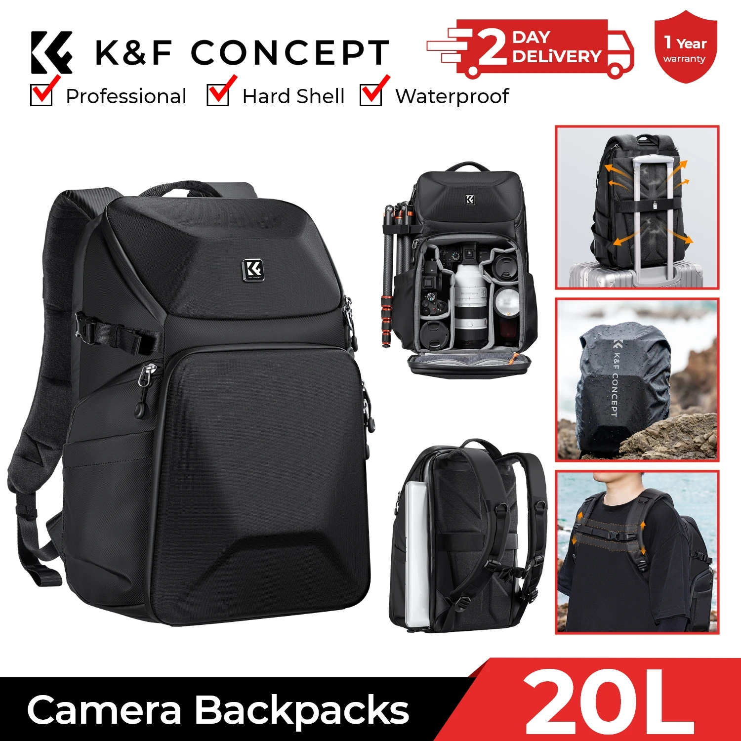 K&F CONCEPT 20L Camera Backpac - đánh giá và giá Photography Lighting Equipment Bags