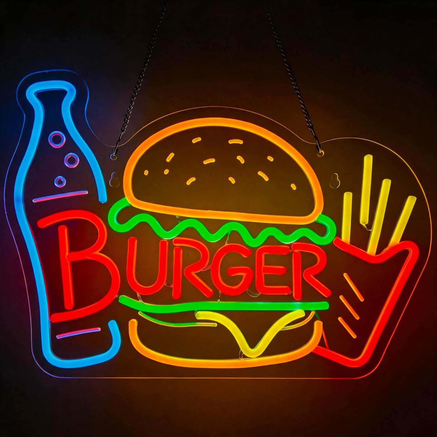 Burger Neon Sign Business Art  - đánh giá và giá Photography Lighting For Food
