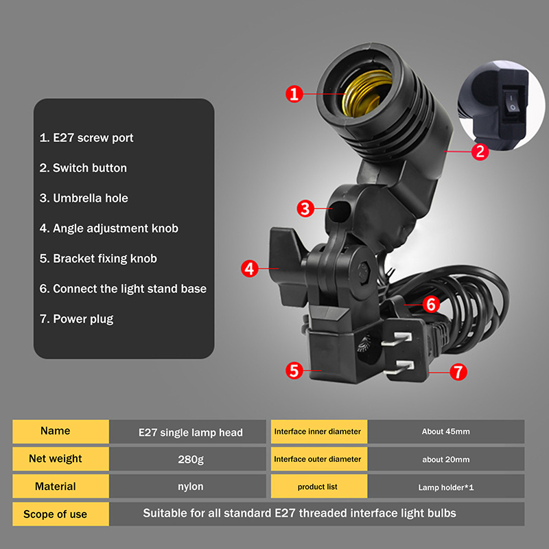 E27 AC Socket Lamp Single Head - đánh giá và giá Photography Lightning