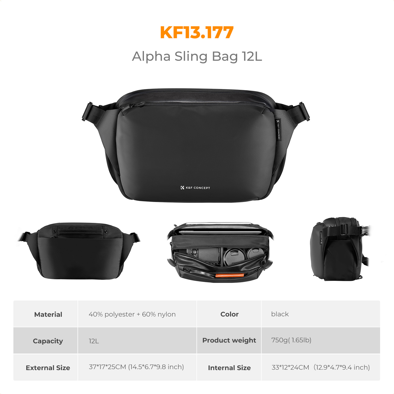 K&F CONCEPT 12L/10L Camera Sli - đánh giá và giá Photography Lighting Equipment Bags