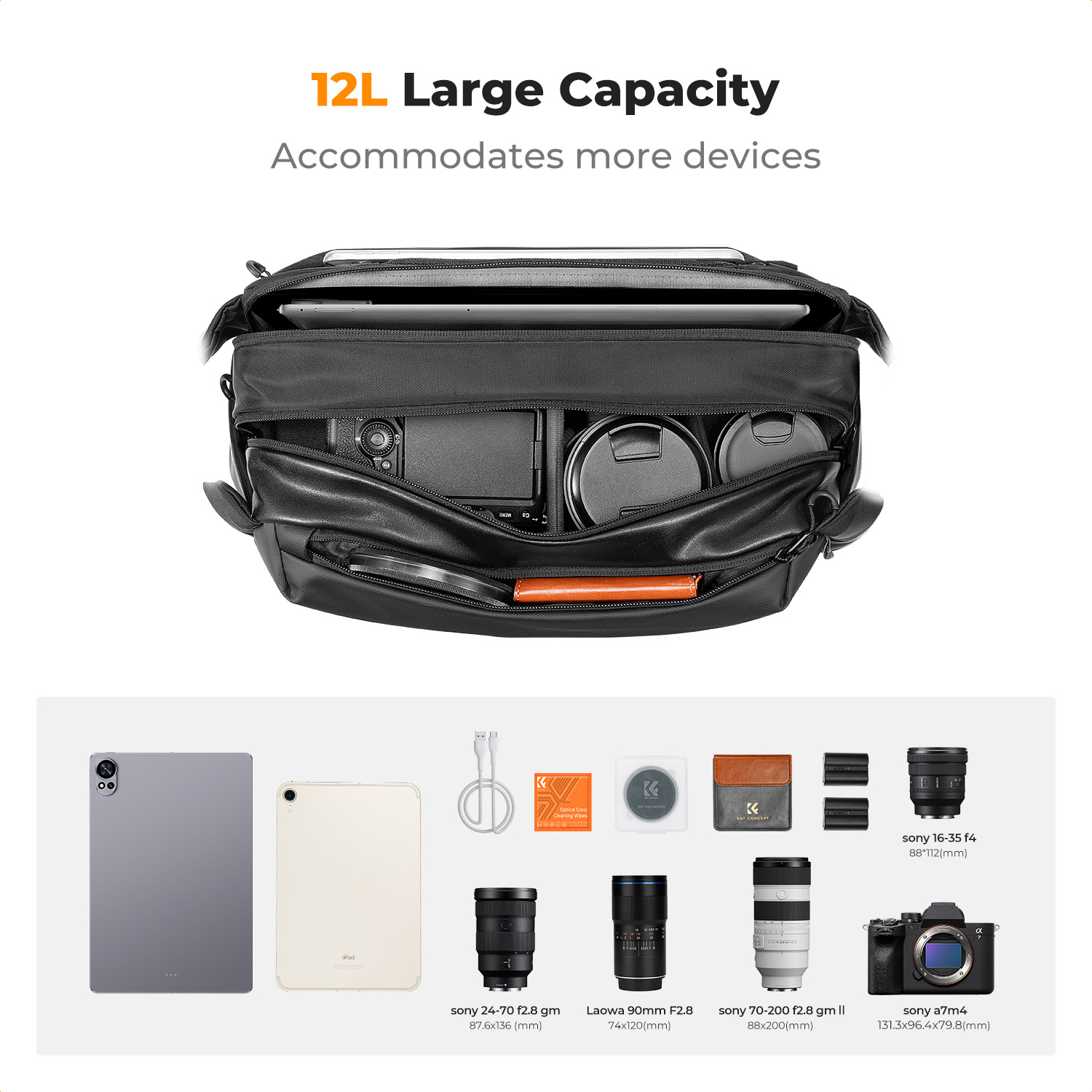 K&F CONCEPT 12L/10L Camera Sli - đánh giá và giá Photography Lighting Equipment Bags
