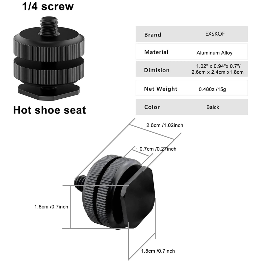 Aluminum Alloy Hot Shoe to 1/4 - đánh giá và giá Photography Lighting Description